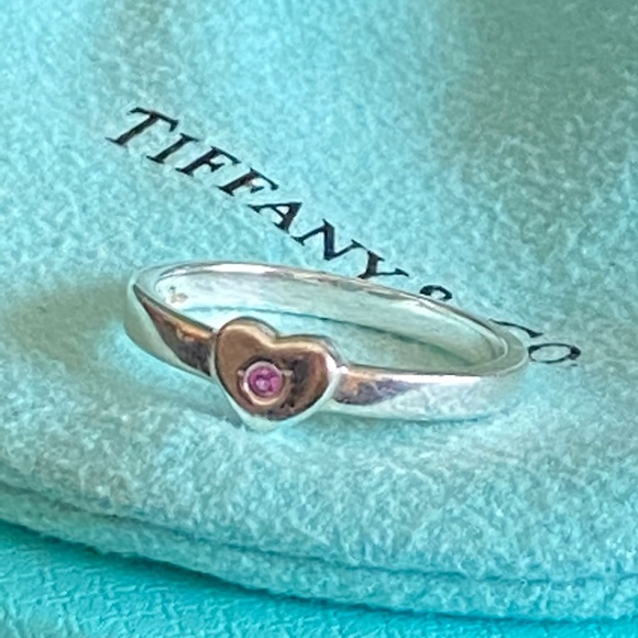 Tiffany & Co pink sapphire heart ring 5.5 - Picture 9 of 16